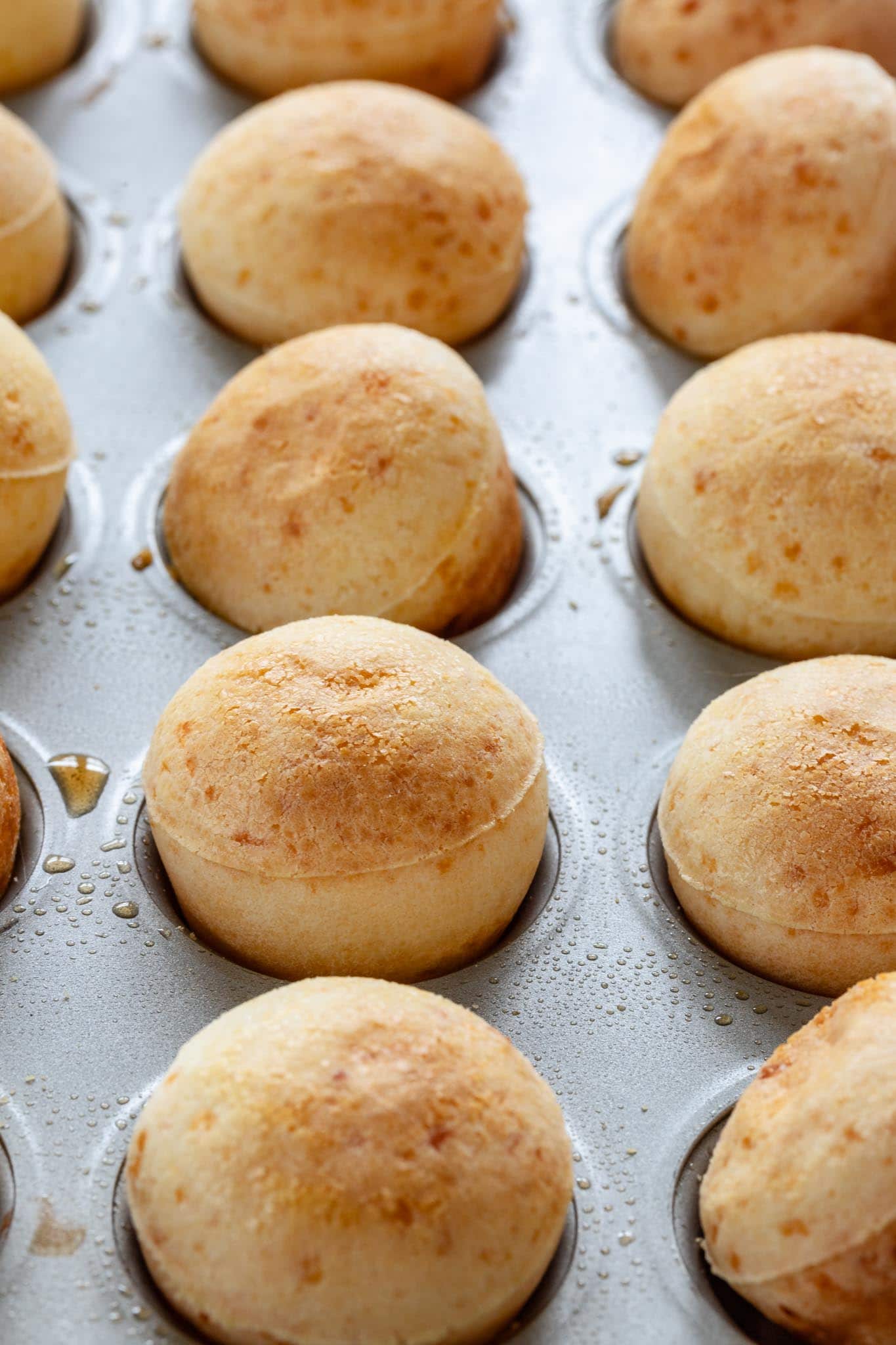 Brazilian pao de queijo made in a mini muffin pan