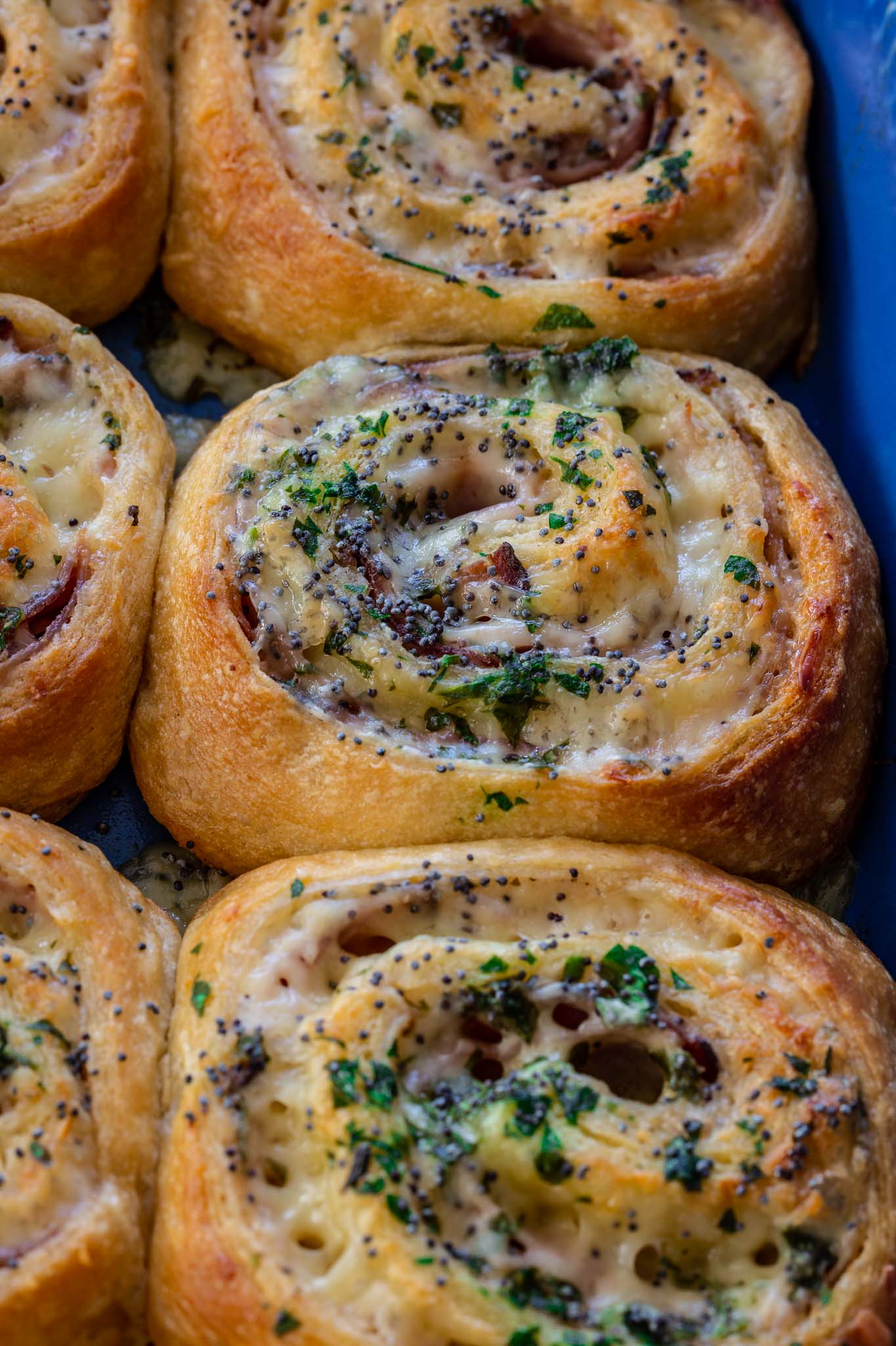 Ham and cheese rolled pinwheels.