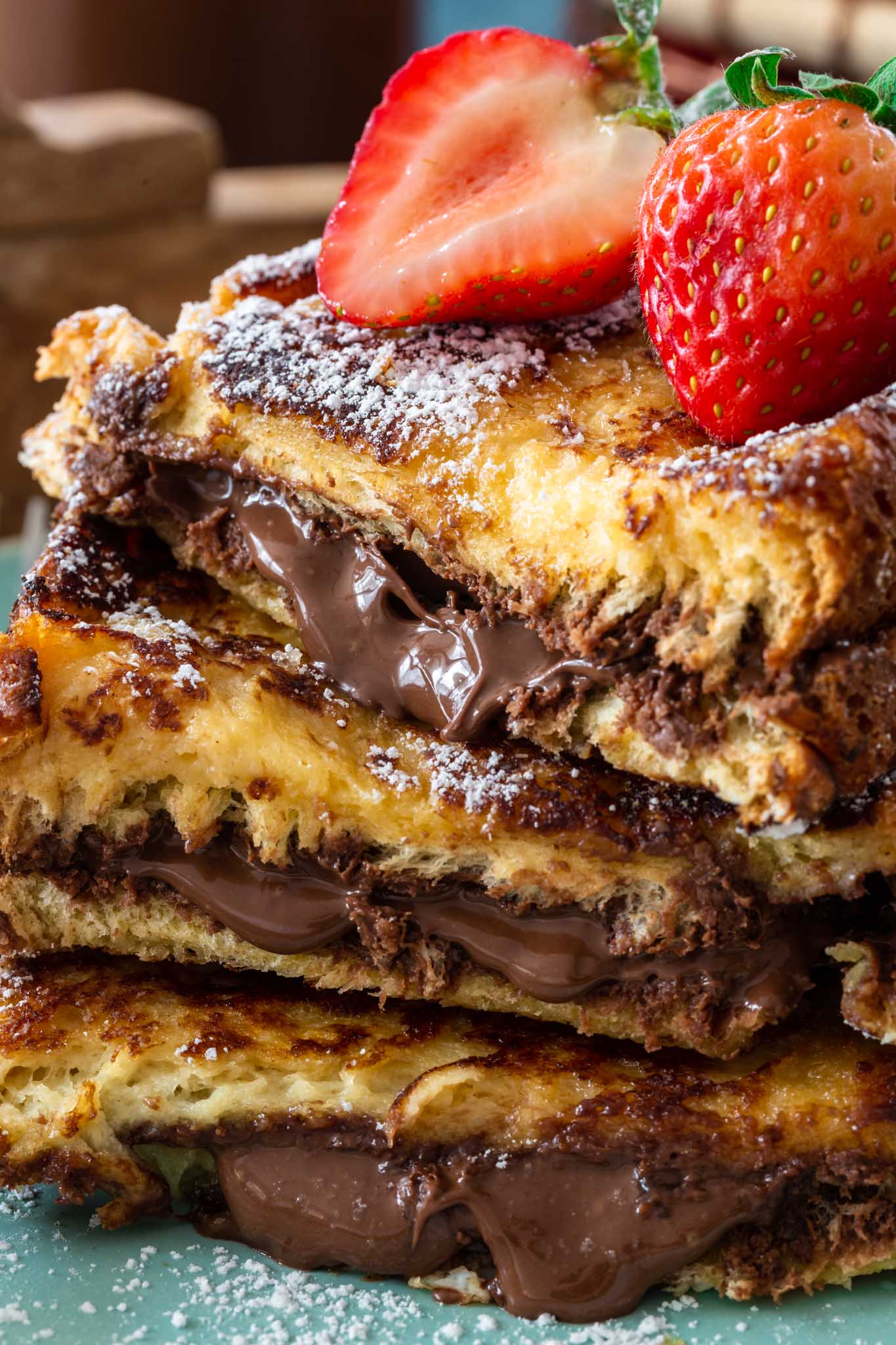 Close up Nutella Stuffed French Toast