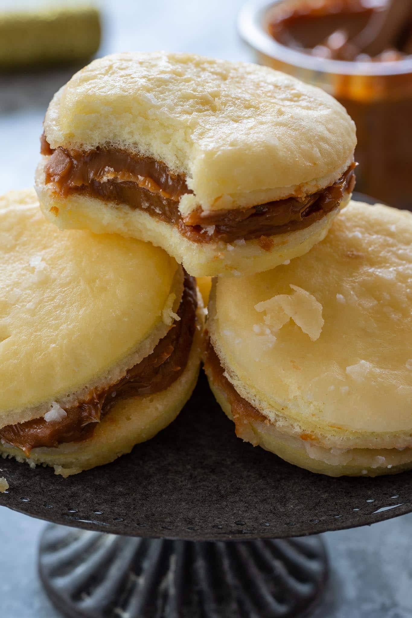 A pile of Bem Casados, also known as Brazilian Wedding Cookies
