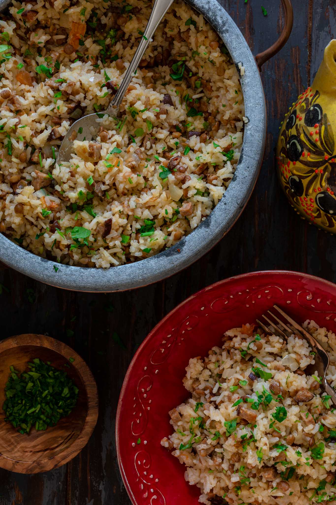 A serving of Brazilian dirty rice