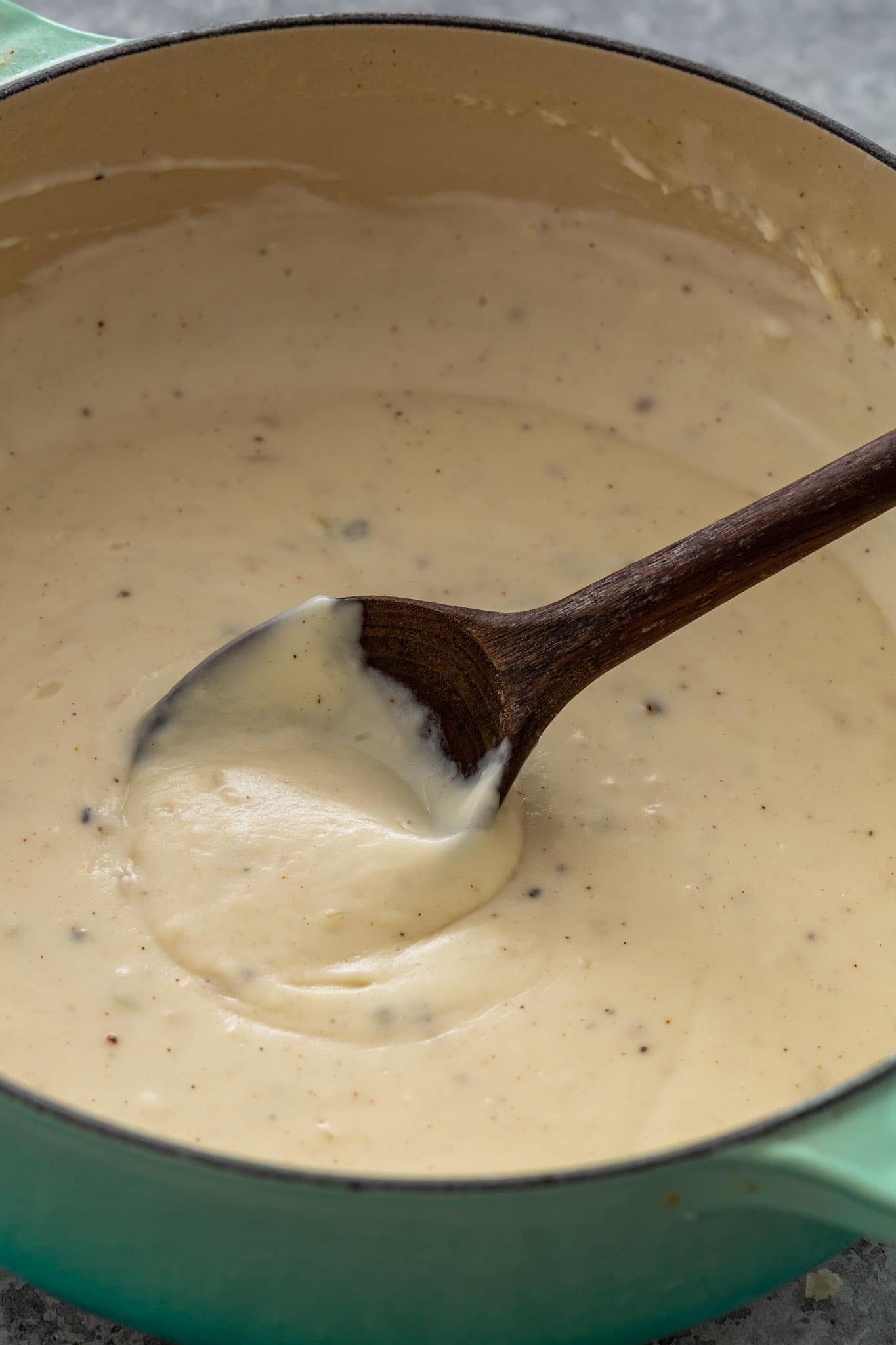 A pot of béchamel sauce.