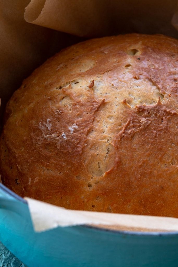 Irish soda bread baked in a dutch oven.