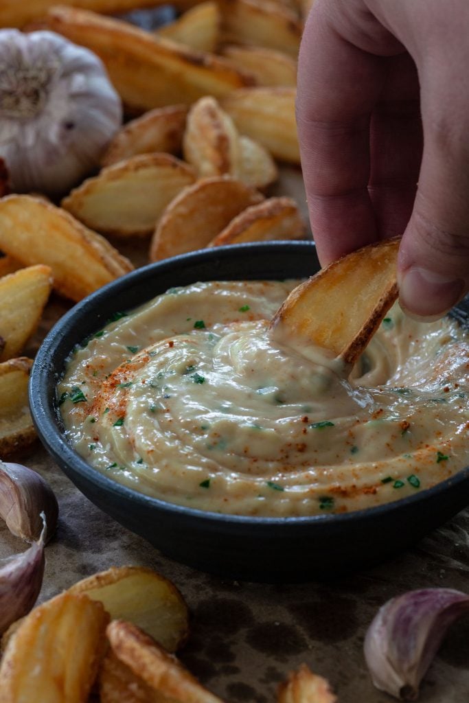 Roasted Garlic Aioli as a dip for fries