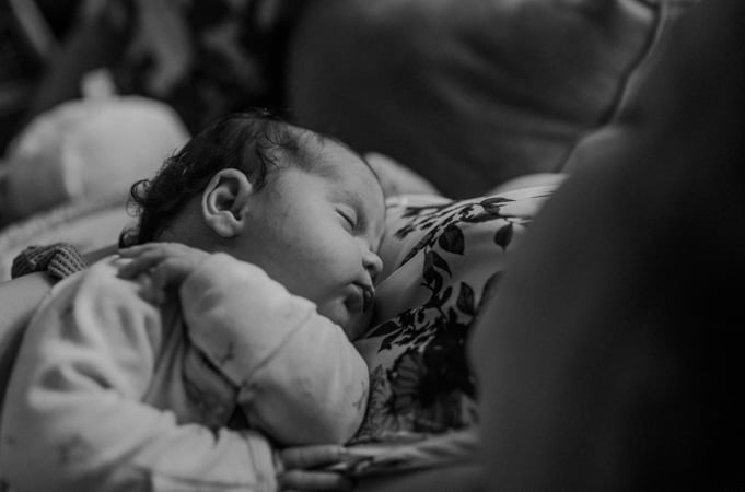 Photo of a sleeping baby girl on Mother's Day!