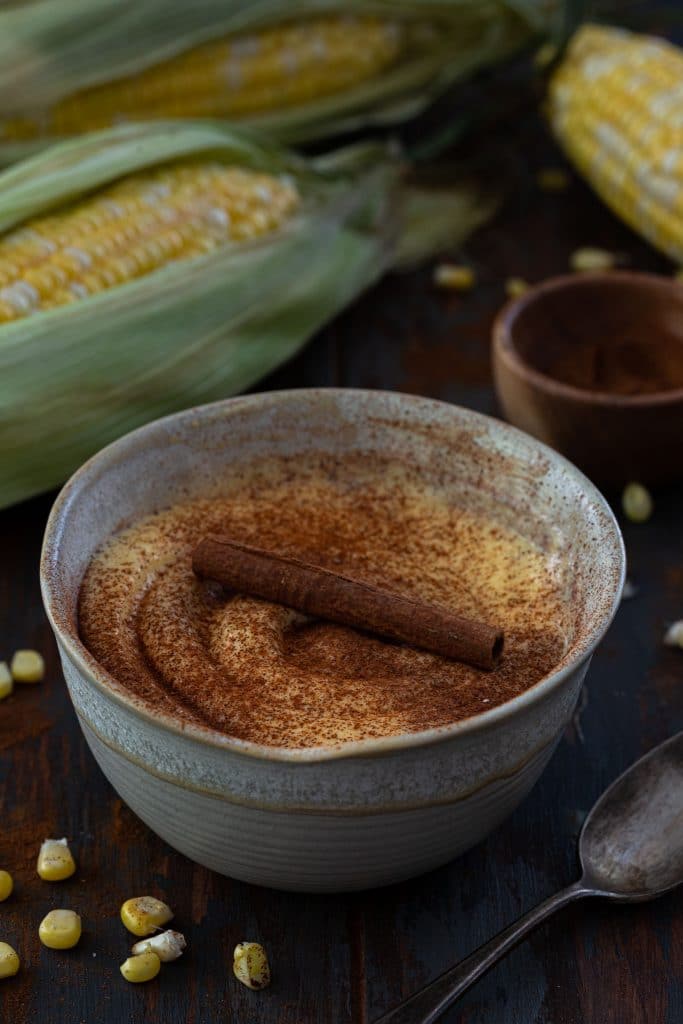 A bowl of curau de milho