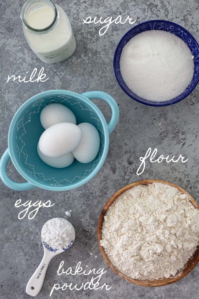 Ingredients for sponge cake