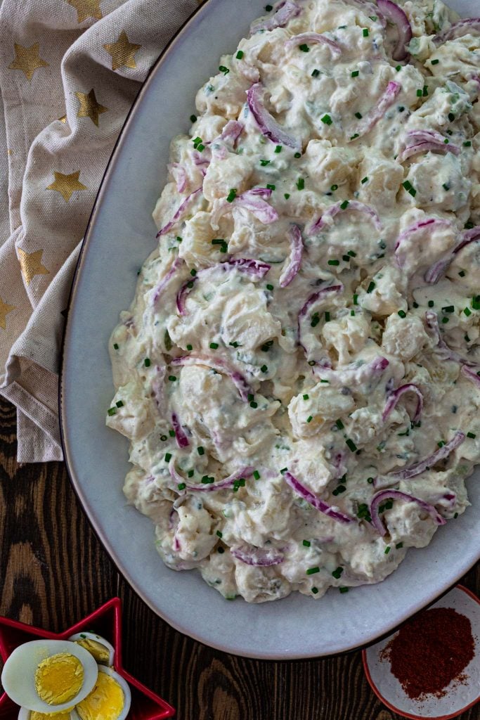 Potato salad with mayo dressing, without eggs