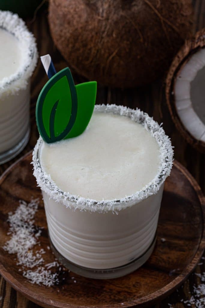 A delicious, sweet and tropical Brazilian Batida de Coco (Coconut Cocktail).