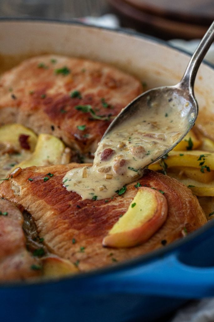 Pork Chops and Apples with Bacon Bourbon Sauce - 45