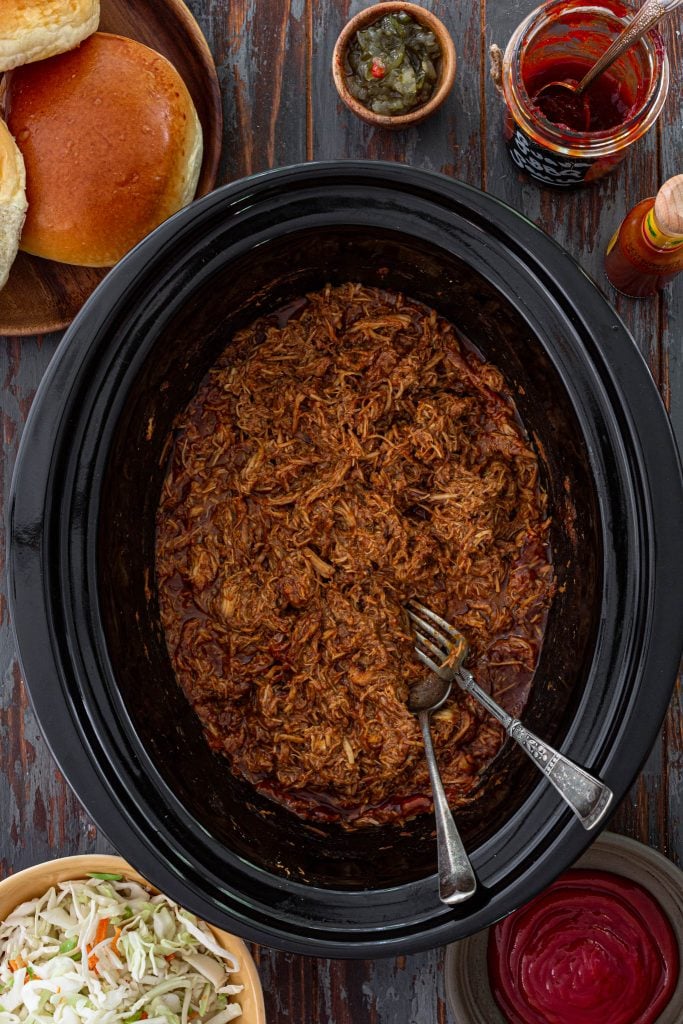 Guava BBQ Pulled Chicken in the slow cooker