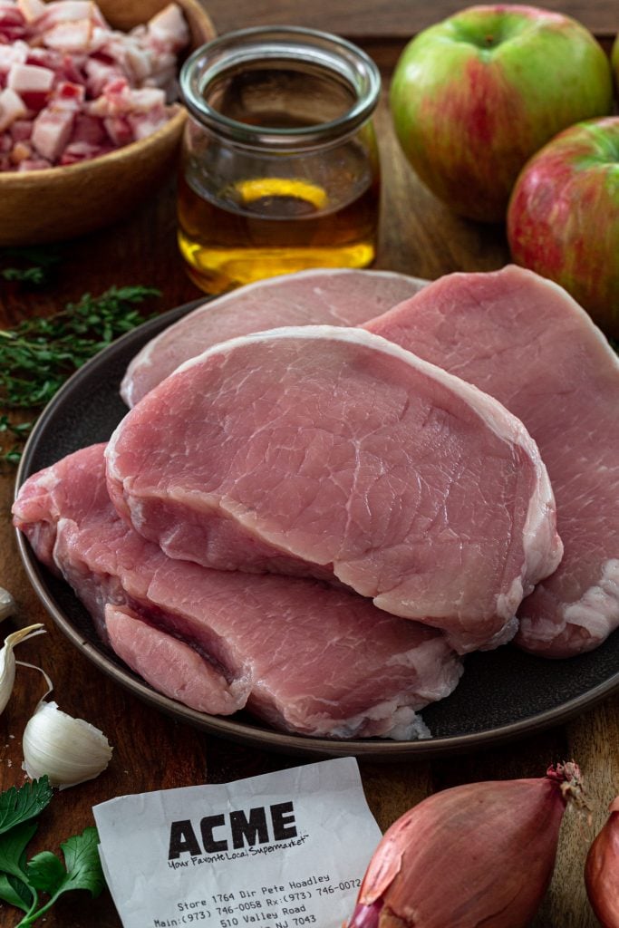 Thick pork chops meat