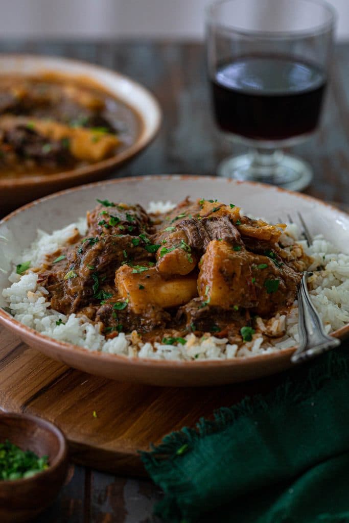 Hearty beef stew with yuca