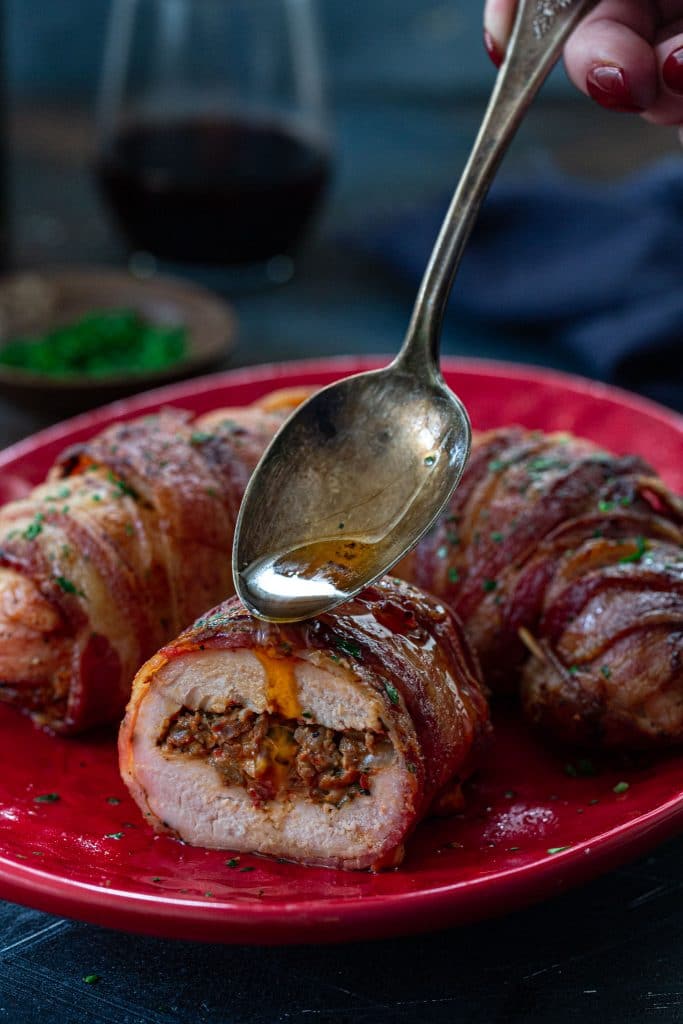 Chicken stuffed with chorizo and cheese.