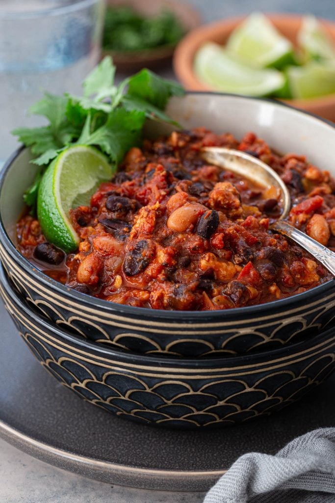 A bowl of the best turkey chili ever!