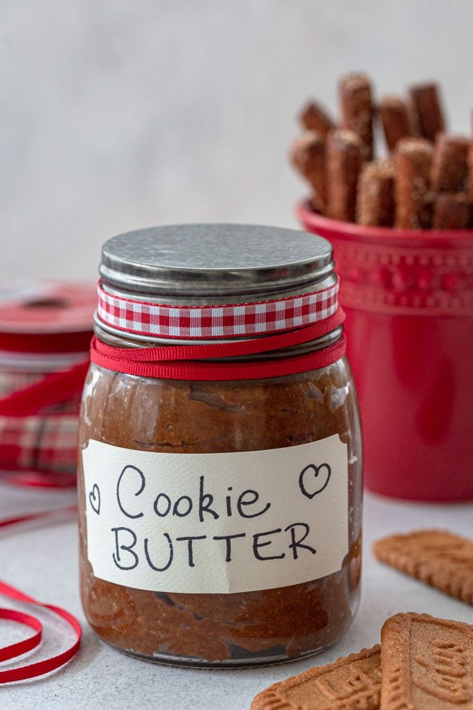 Cookie spread served with pretzel rods.