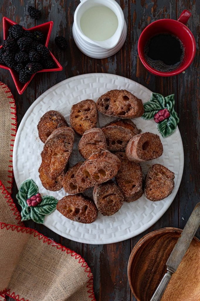 Brazilian French Toast, or Rabanada, served with coffee and berries.