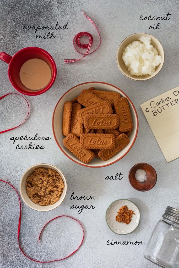 Ingredients for cookie butter recipe.