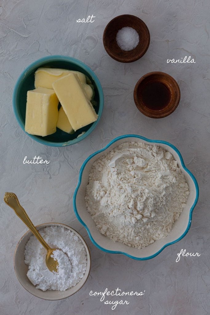 Ingredients for shortcrust pastry.