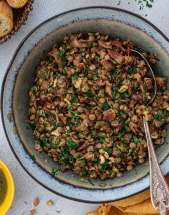 Warm Lentil Salad with Bacon and Walnuts