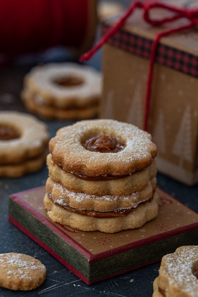 A stack of Christmas cookies.