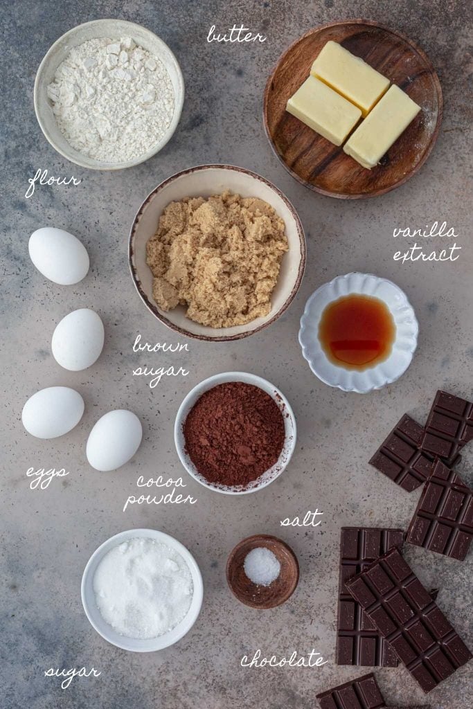 Ingredients for the best brownies.