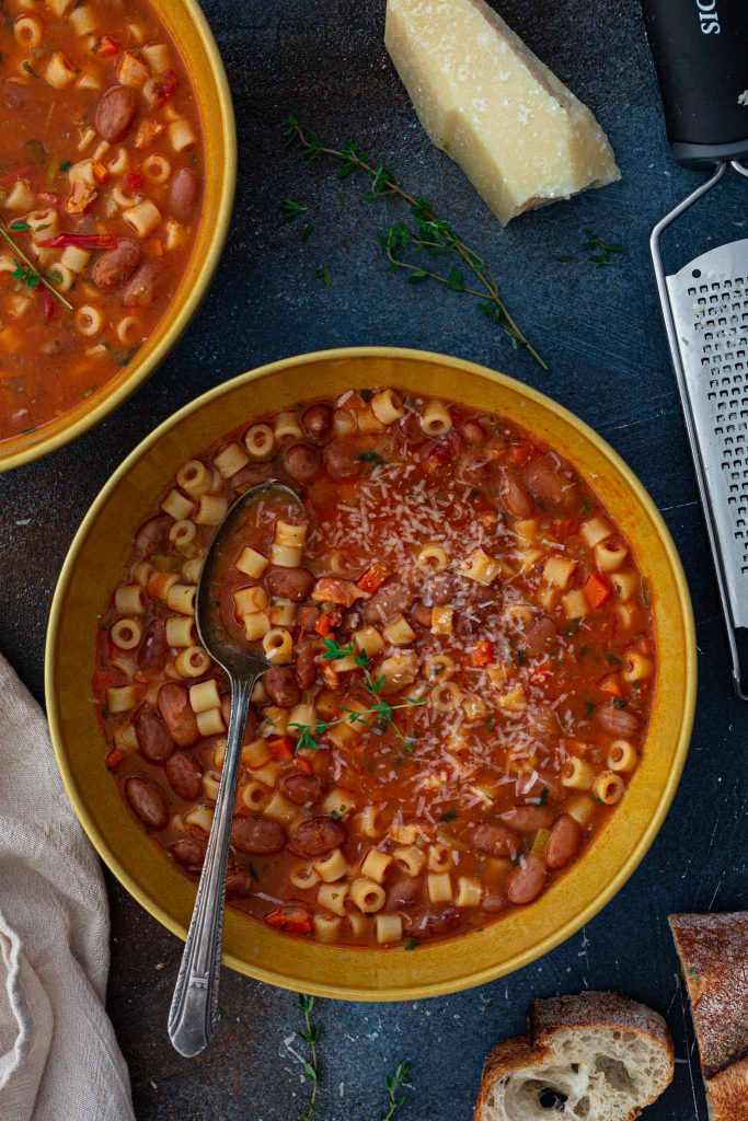 Pasta e Fagioli - A hearty soup with ditalini and beans.