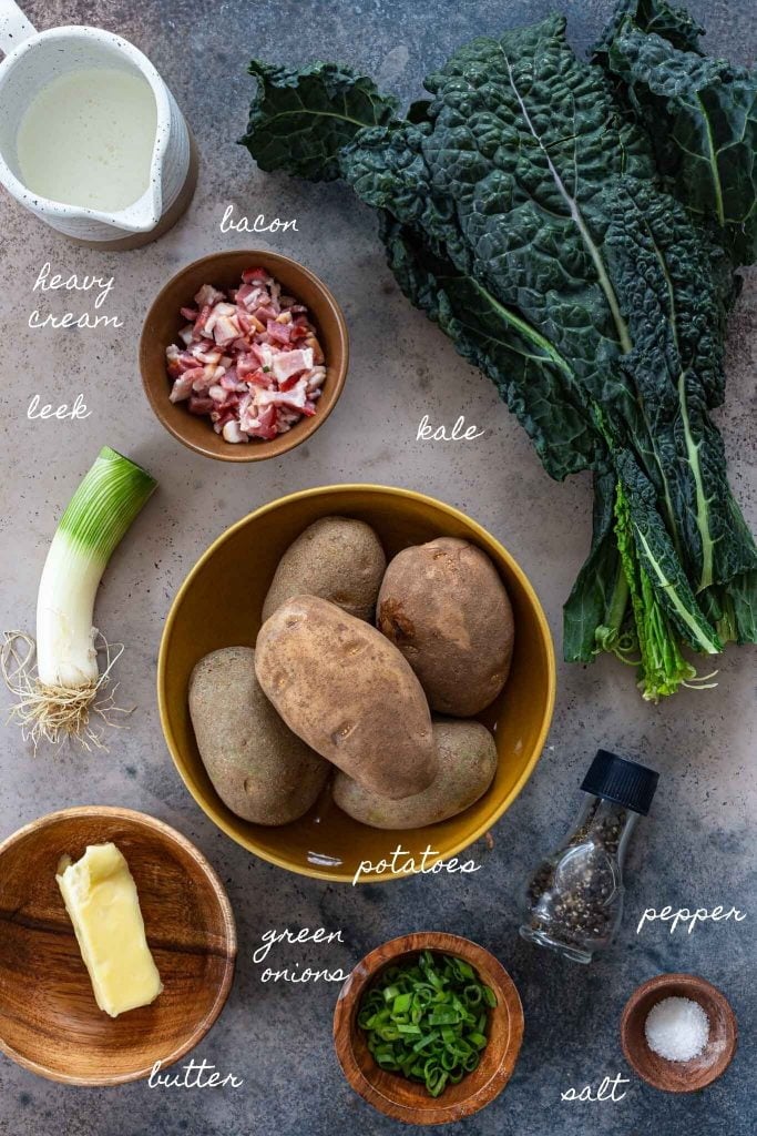 Ingredients to make colcannon recipe.