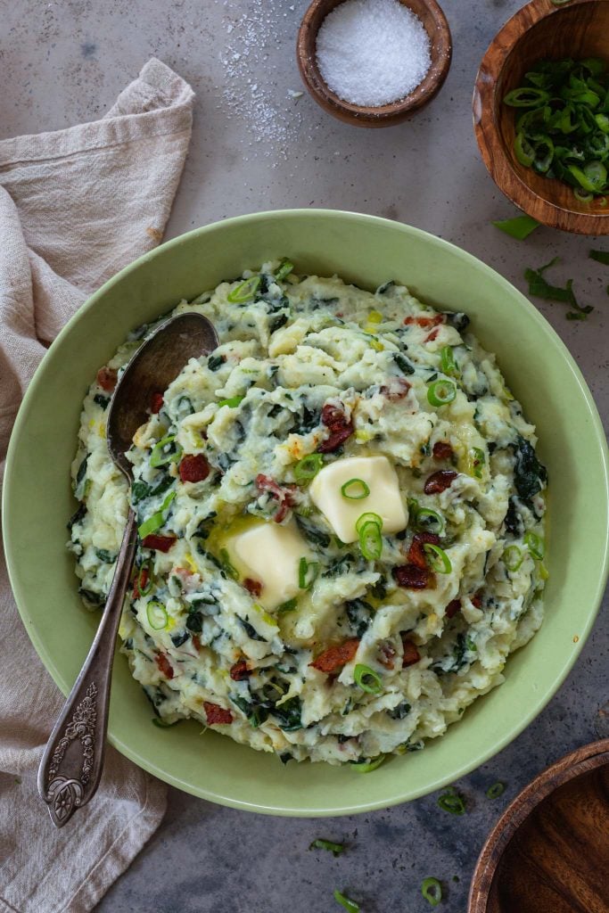Colcannon potatoes with bacon.