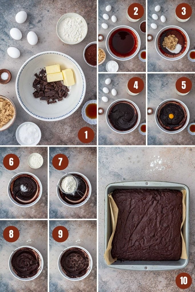 Step by step instructions on how to make fudgy brownies.