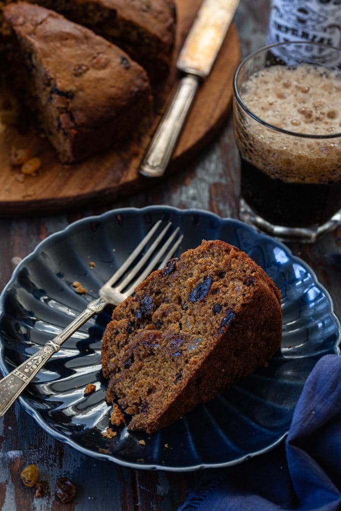 A slice of Irish Porter Cake.