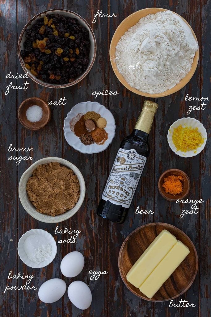 Ingredients to make Irish cake.