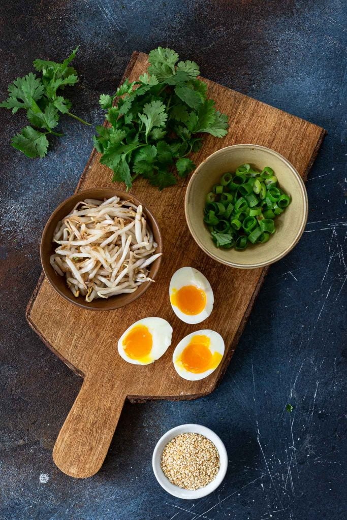 Toppings for ramen.