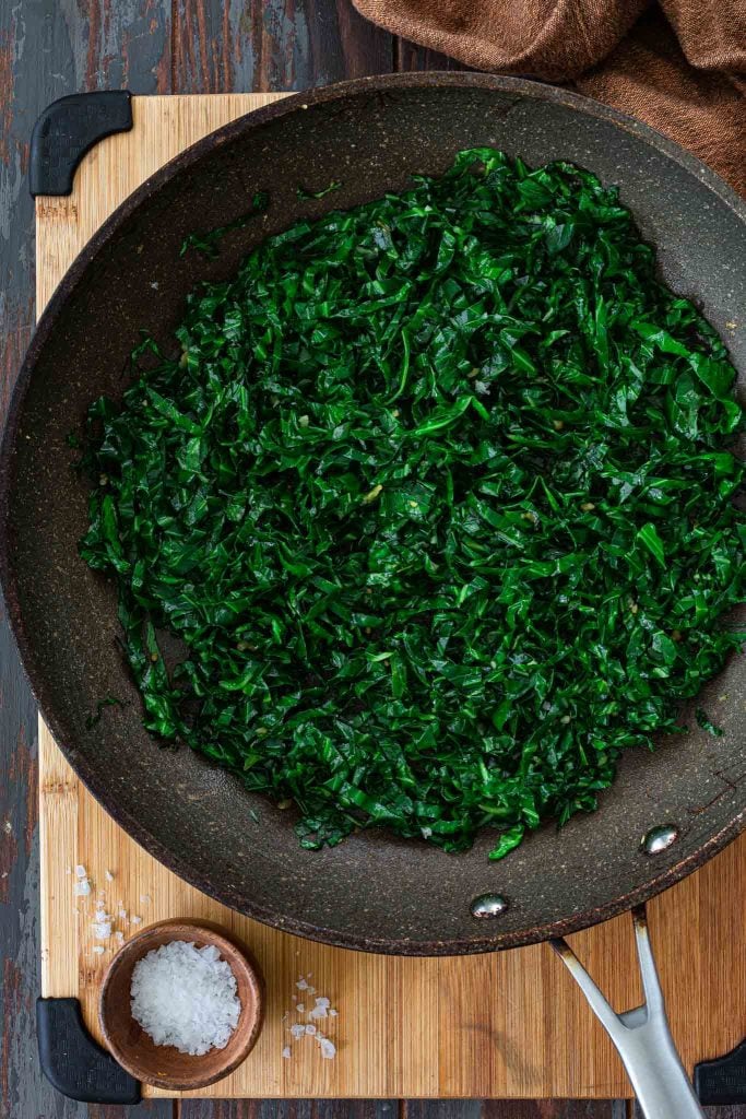 Close up shot collard greens recipe