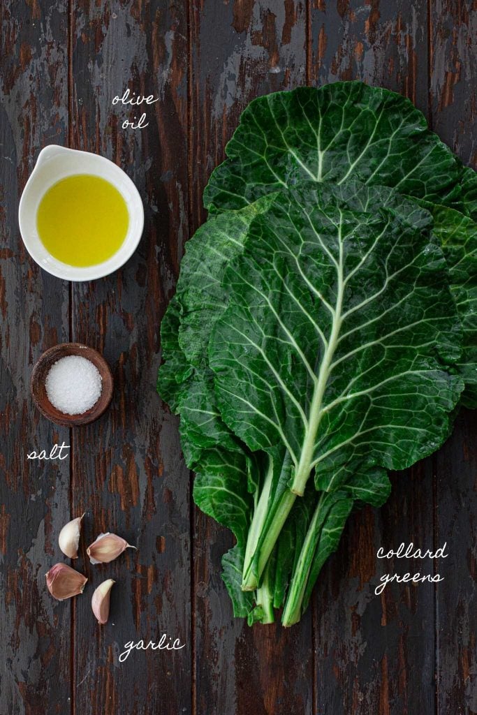 Ingredients to make Brazilian Collard Greens