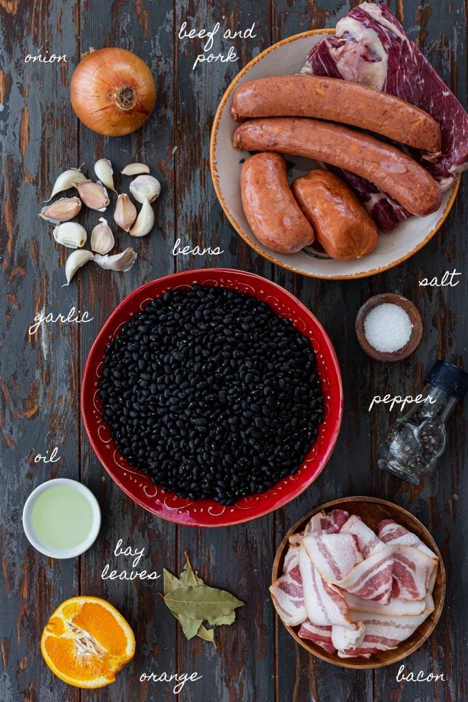 Ingredients for feijoada.