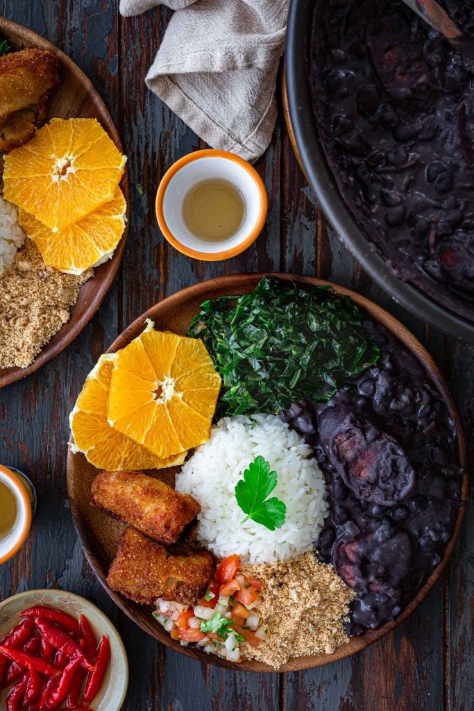 A plate of Brazilian feijoada.