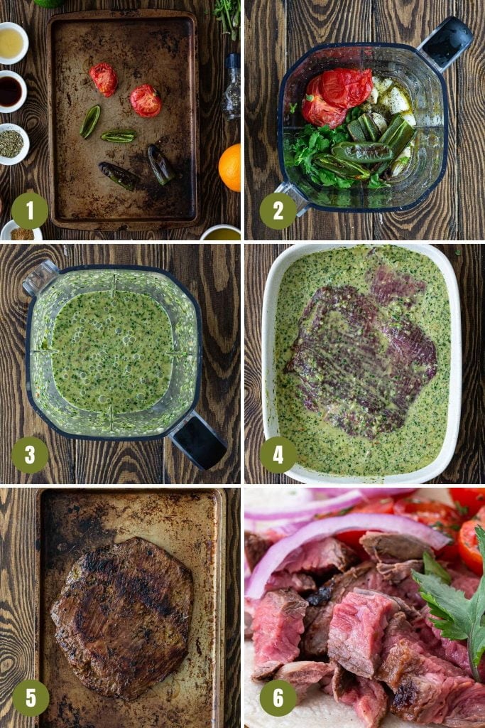 Step by step instructions for carne asada recipe.