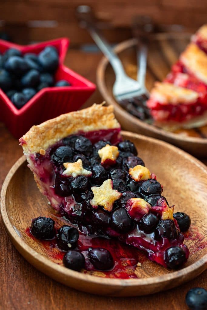 A slice of blueberry pie.