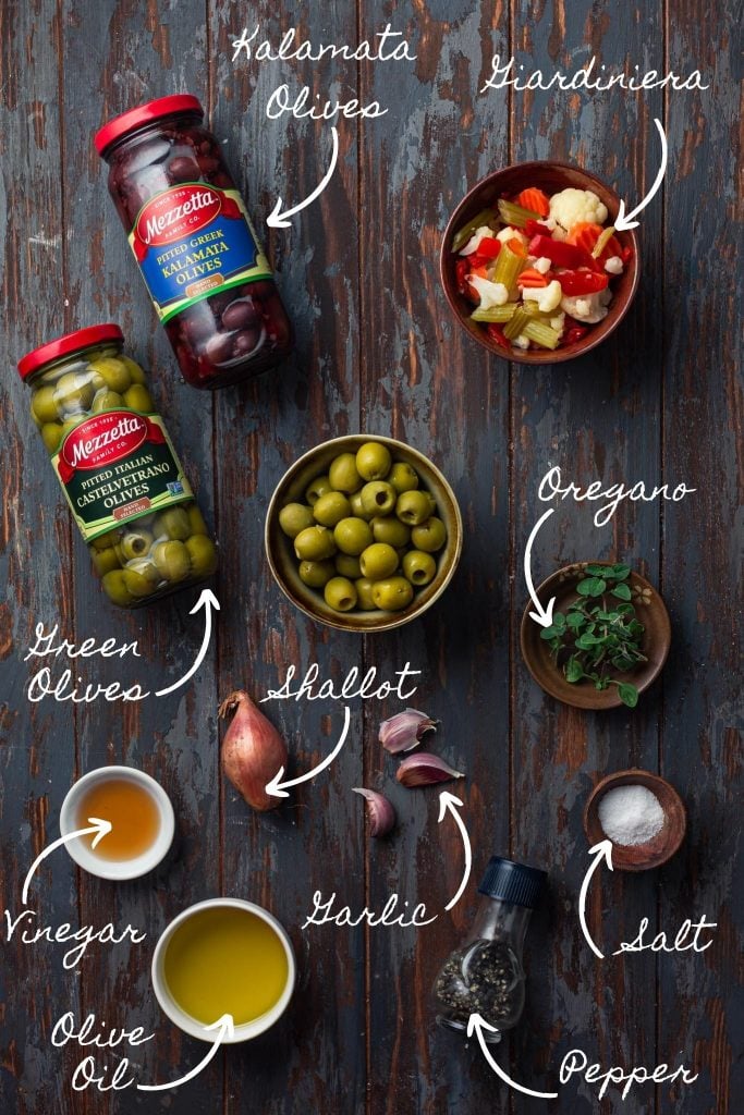 Photo of the olive salad ingredients.