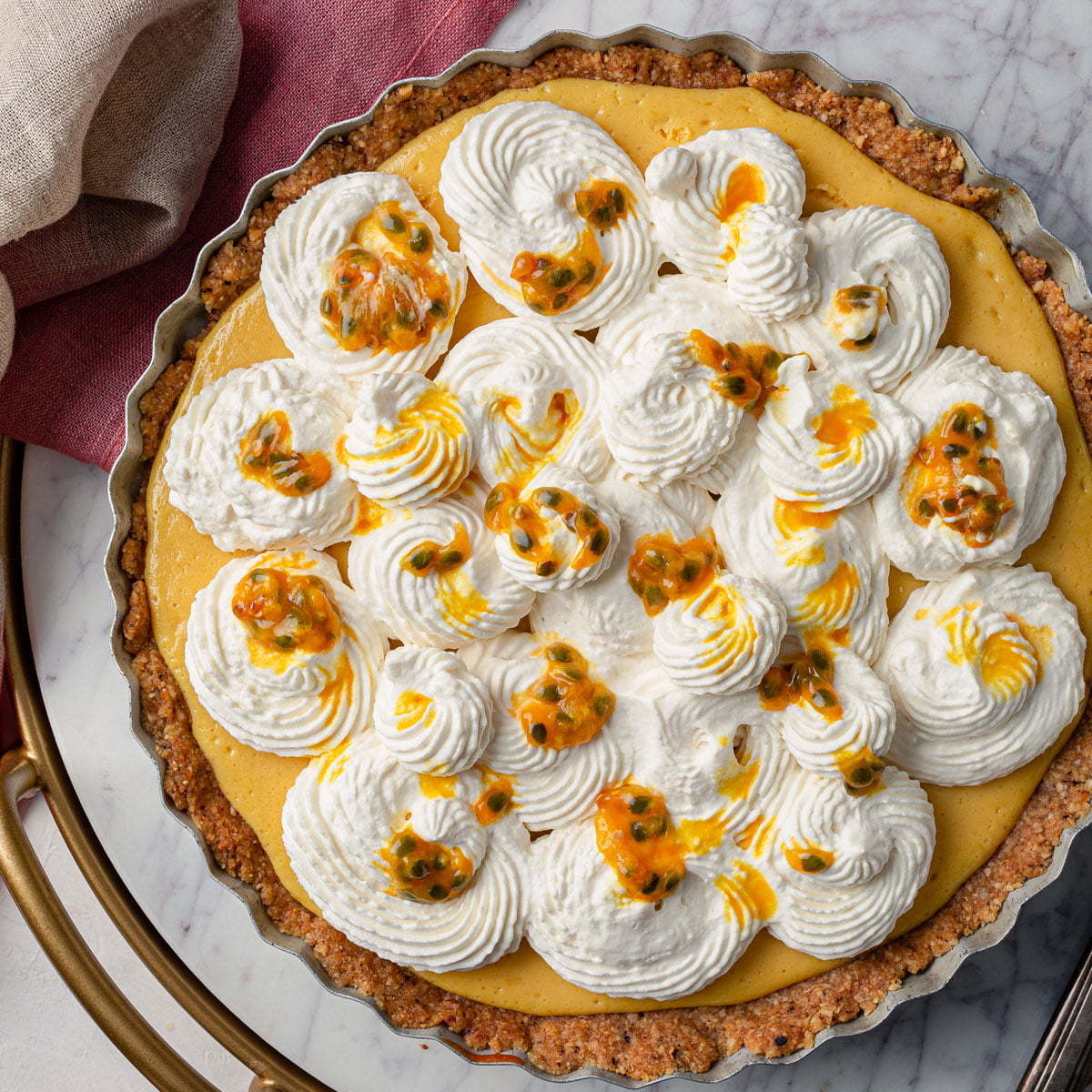 Passion Fruit Pie with Brazil Nut Crust - Olivia's Cuisine