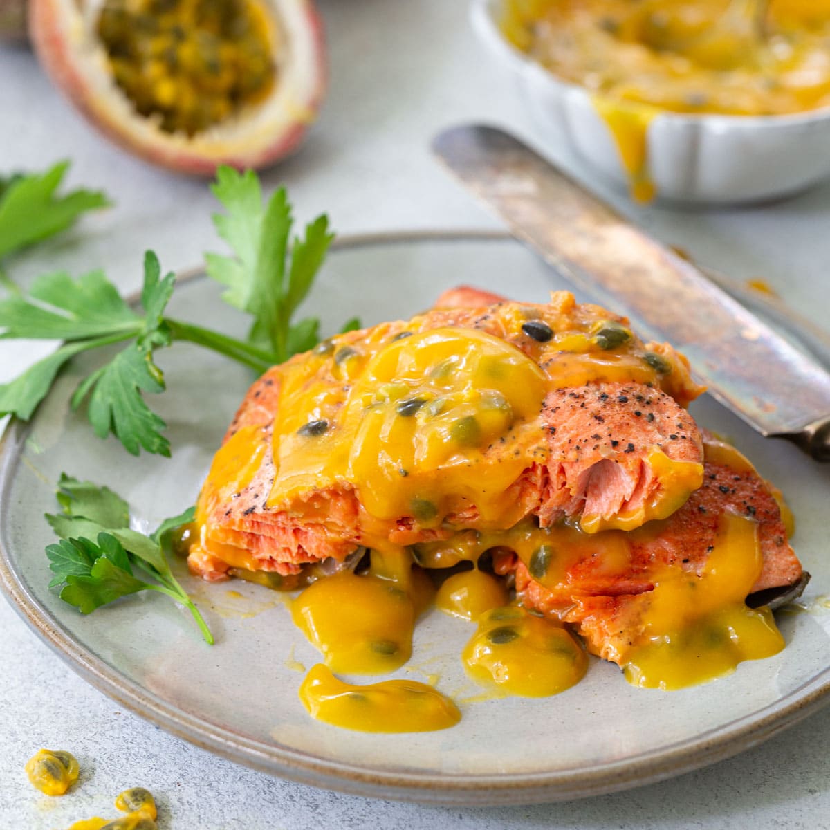 Pan Fried Salmon with Passion Fruit Sauce - Olivia's Cuisine