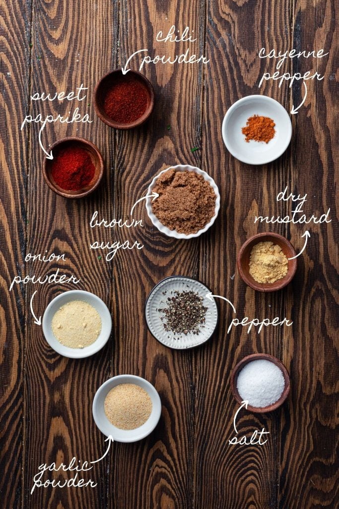 Ingredients for dry steak rub.