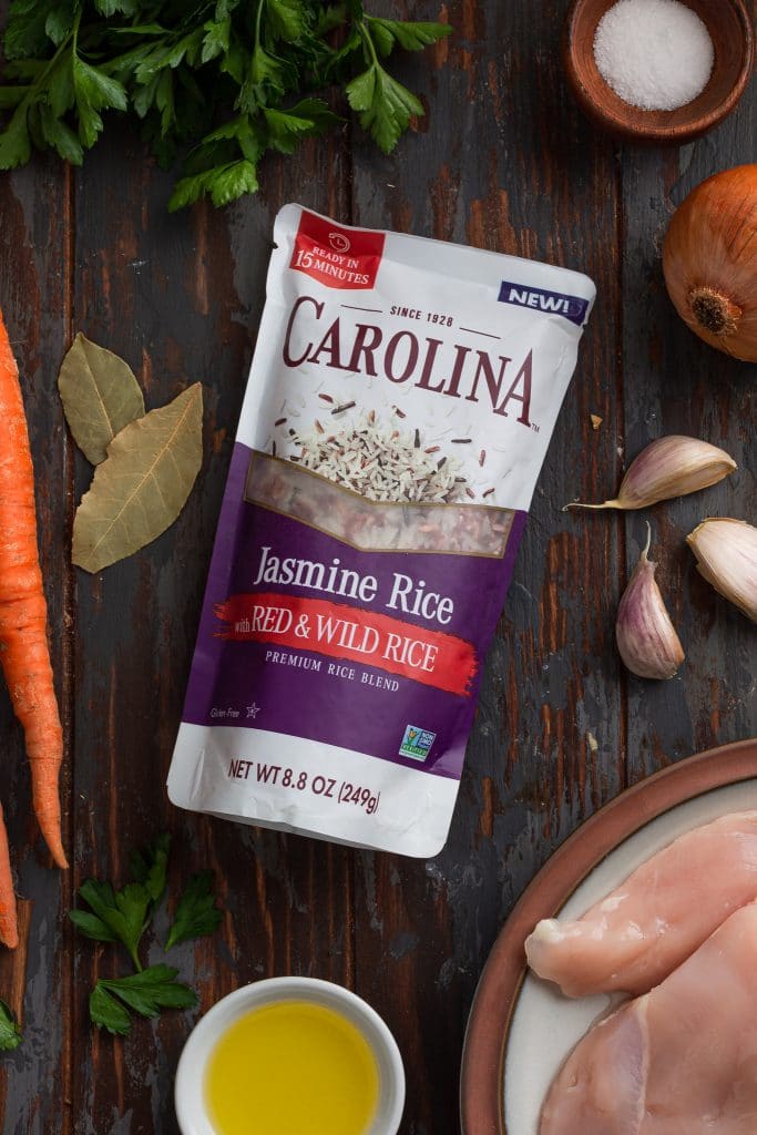 A photo of Carolina Jasmine Rice with Red and Wild Rice package.