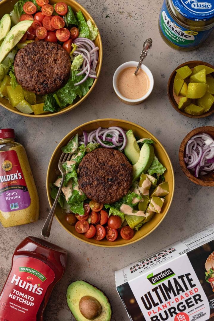 Two plant-based burger bowls plus the sponsor products!