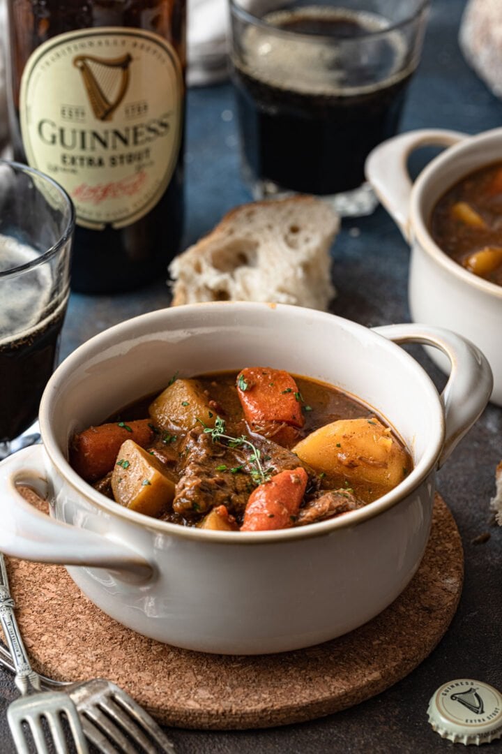 A bowl of Guinness beef stew.