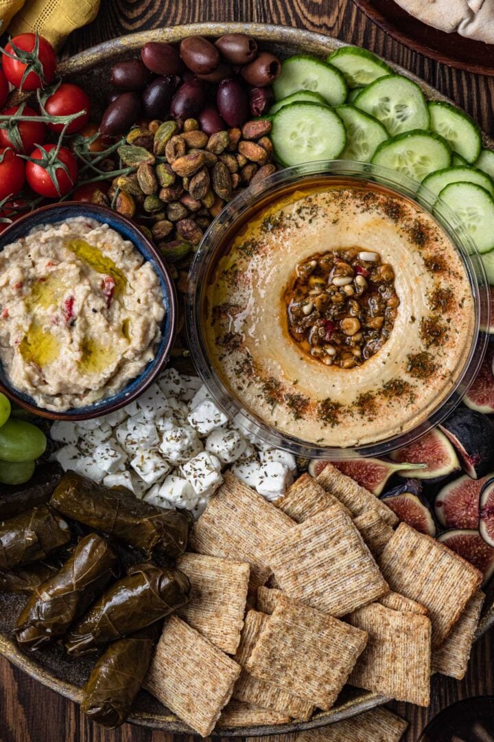 Mezze platter close up.