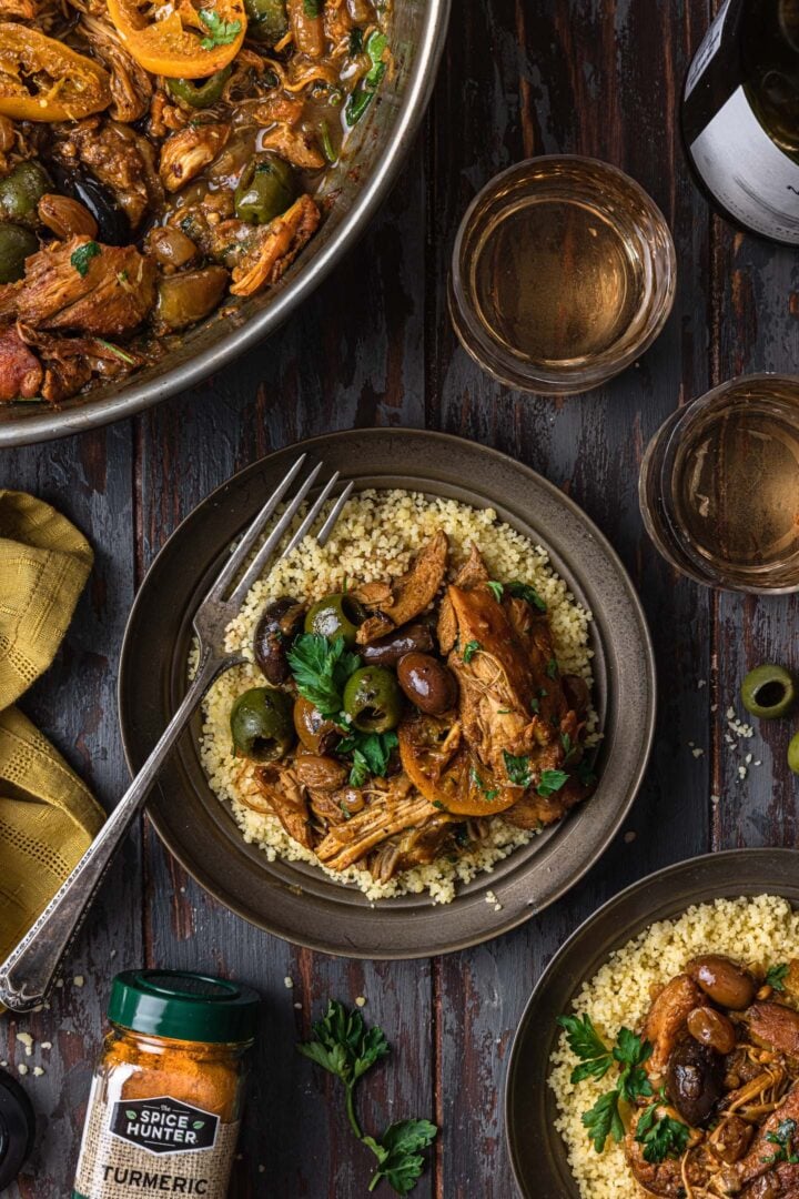 One serving of Moroccan Chicken Tagine.