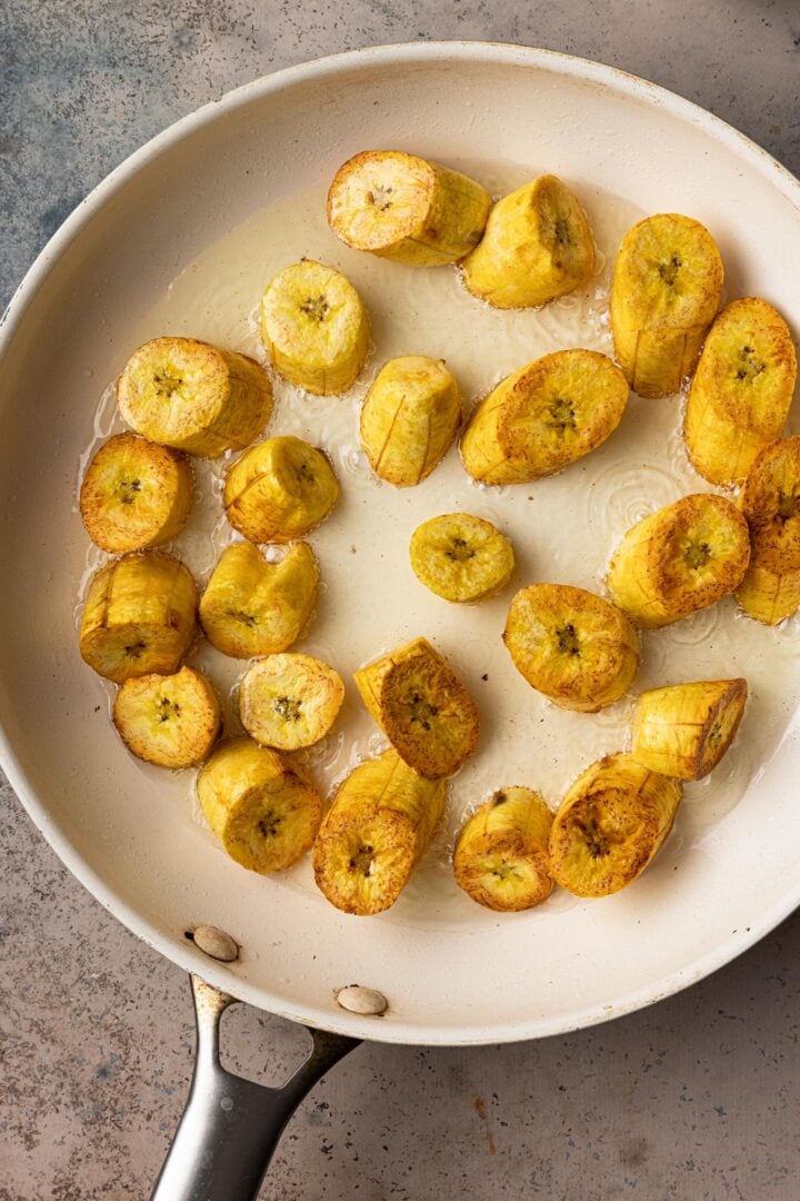 First fry for tostones.