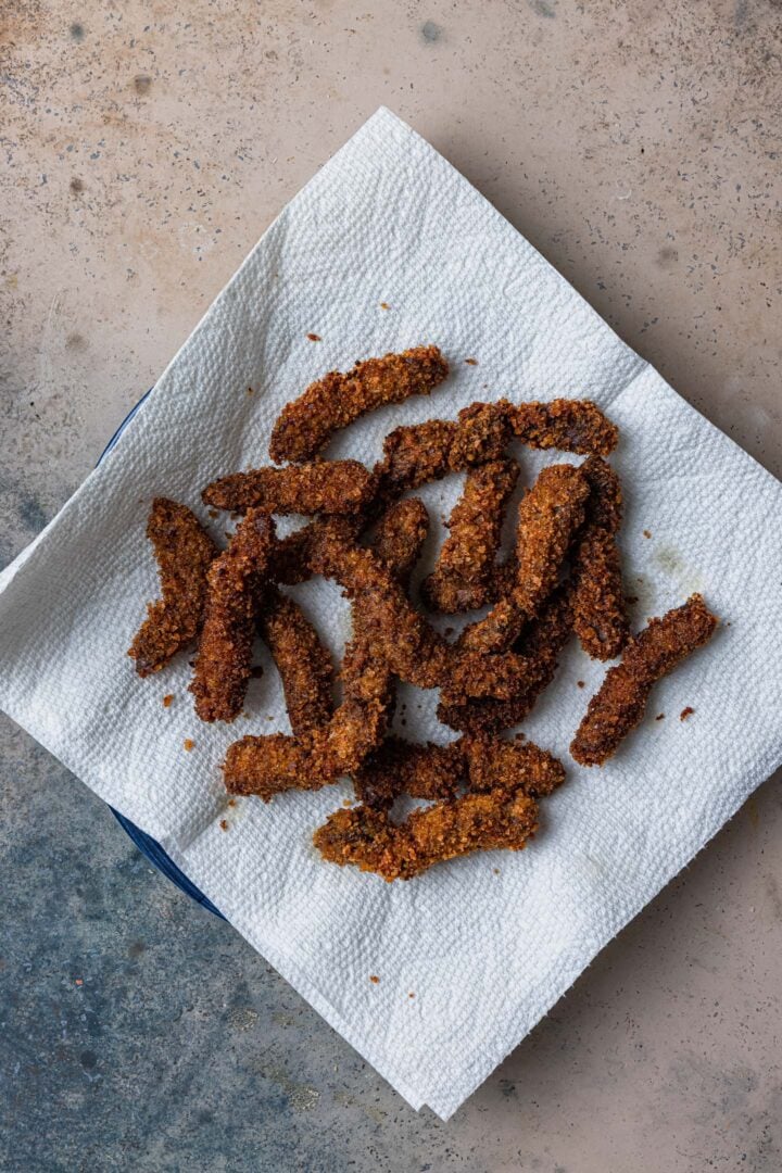 Fried finger steaks.